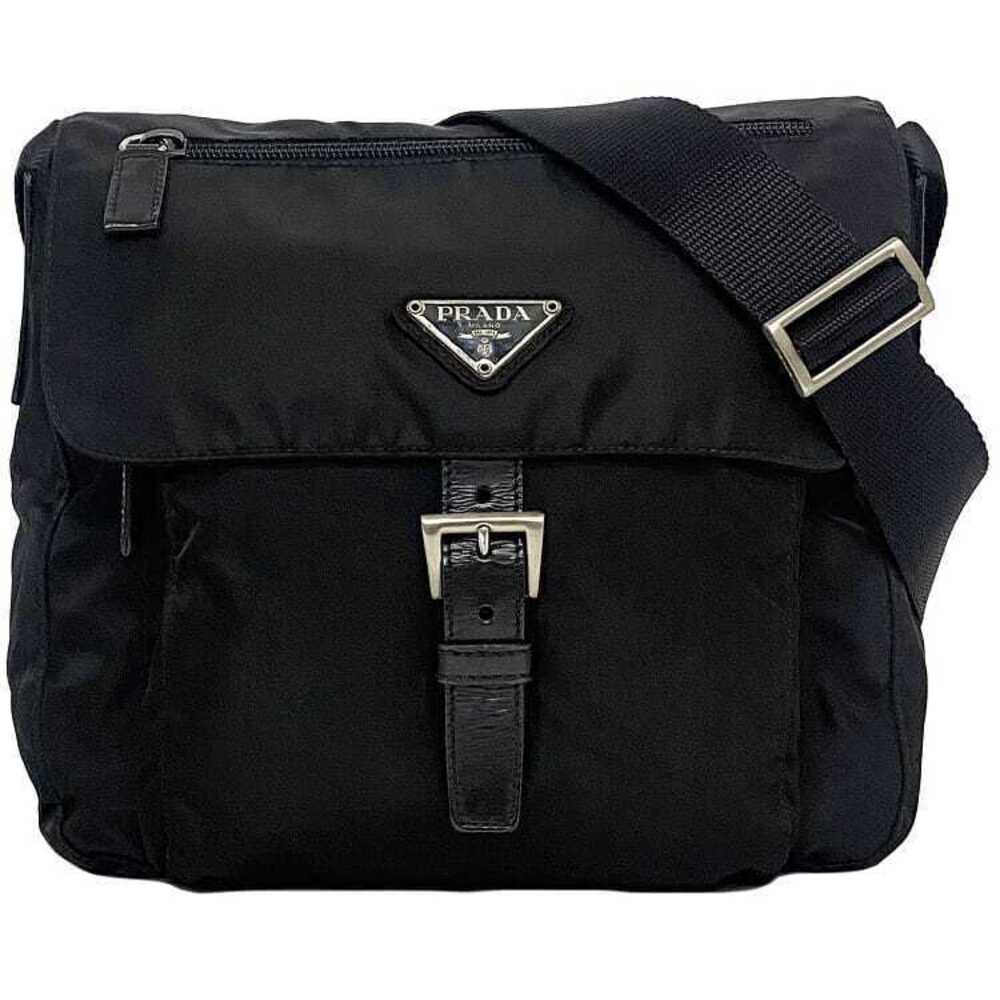 Prada Shoulder Bag Black Nero Black Tessuto Messenger Flap Belt Crossbody